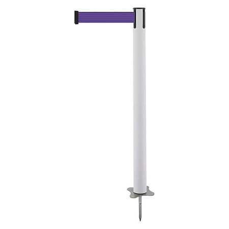 Barrier Post with Belt, White, 13 ft Length, 43 in Post Height, No Legend, Unfinished MPN:884-32-MAX-P5X-C
