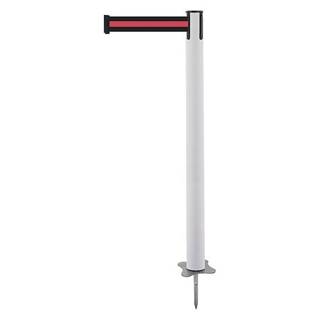 Barrier Post with Belt, White, 13 ft Length, 43 in Post Height, No Legend, Unfinished MPN:884-32-MAX-S2X-C