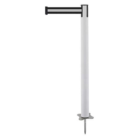 Barrier Post with Belt, White, 13 ft Length, 43 in Post Height, No Legend, Unfinished MPN:884-32-MAX-S3X-C
