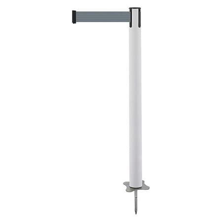 Barrier Post with Belt, White, 7 1/2 ft Length, 43 in Post Height, No Legend, Unfinished MPN:884-32-STD-B5X-C