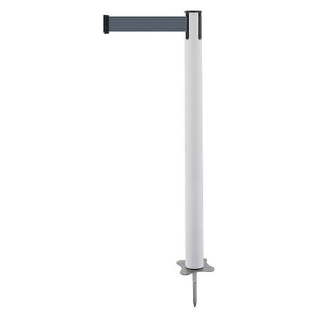 Barrier Post with Belt, White, 7 1/2 ft Length, 43 in Post Height, No Legend, Unfinished MPN:884-32-STD-B7X-C
