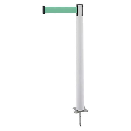 Barrier Post with Belt, White, 7 1/2 ft Length, 43 in Post Height, No Legend, Unfinished MPN:884-32-STD-G2X-C