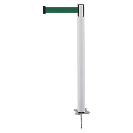 Barrier Post with Belt, White, 7 1/2 ft Length, 43 in Post Height, No Legend, Unfinished MPN:884-32-STD-G7X-C