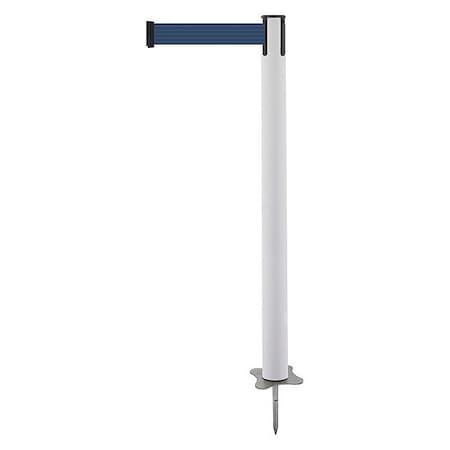 Barrier Post with Belt, White, 7 1/2 ft Length, 43 in Post Height, No Legend, Unfinished MPN:884-32-STD-L7X-C