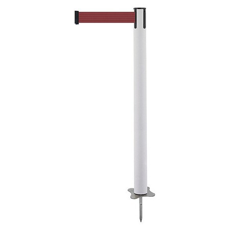 Barrier Post with Belt, White, 7 1/2 ft Length, 43 in Post Height, No Legend, Unfinished MPN:884-32-STD-R7X-C
