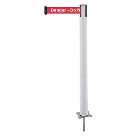 Barrier Post with Belt, White, 7 1/2 ft Length, 43 in Post Height, Danger Do Not Enter, Unfinished MPN:884-32-STD-RIX-C