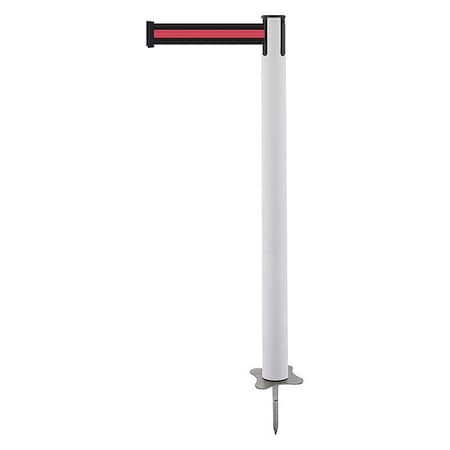 Barrier Post with Belt, White, 7 1/2 ft Length, 43 in Post Height, No Legend, Unfinished MPN:884-32-STD-S2X-C