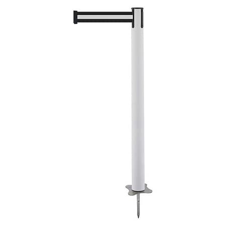 Barrier Post with Belt, White, 7 1/2 ft Length, 43 in Post Height, No Legend, Unfinished MPN:884-32-STD-S7X-C