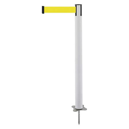 Barrier Post with Belt, White, 7 1/2 ft Length, 43 in Post Height, No Legend, Unfinished MPN:884-32-STD-Y5X-C