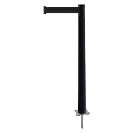 Barrier Post with Belt, Black, 13 ft Length, 43 in Post Height, No Legend, Unfinished MPN:884-33-MAX-B9X-C