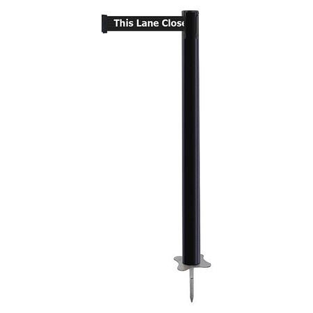 Barrier Post with Belt, Black, 13 ft Length, 43 in Post Height, This Lane Closed, Unfinished MPN:884-33-MAX-BDX-C