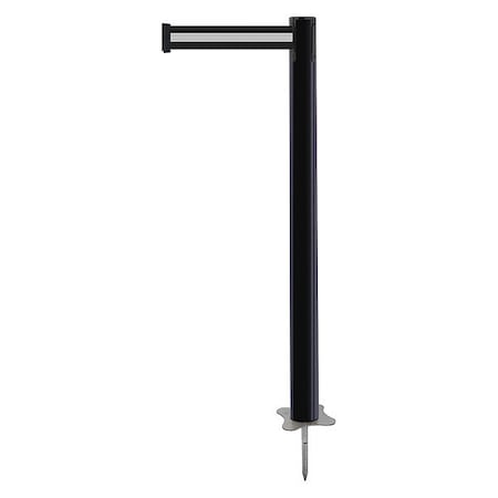 Barrier Post with Belt, Black, 13 ft Length, 43 in Post Height, No Legend, Unfinished MPN:884-33-MAX-S3X-C