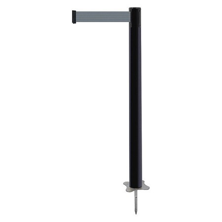 Barrier Post with Belt, Black, 7 1/2 ft Length, 43 in Post Height, No Legend, Unfinished MPN:884-33-STD-B5X-C