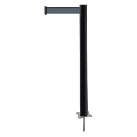 Barrier Post with Belt, Black, 7 1/2 ft Length, 43 in Post Height, No Legend, Unfinished MPN:884-33-STD-B7X-C
