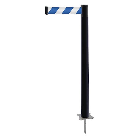 Barrier Post with Belt, Black, 7 1/2 ft Length, 43 in Post Height, No Legend, Unfinished MPN:884-33-STD-D1X-C