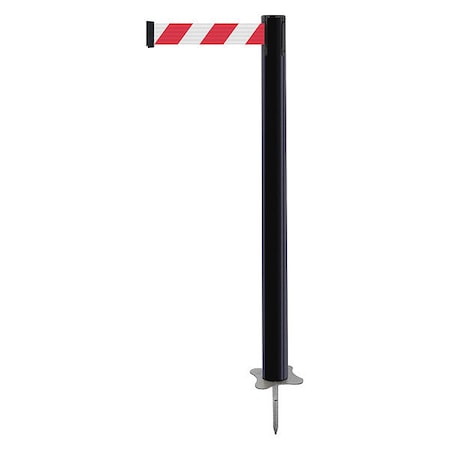 Barrier Post with Belt, Black, 7 1/2 ft Length, 43 in Post Height, No Legend, Unfinished MPN:884-33-STD-D3X-C