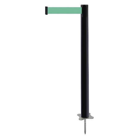 Barrier Post with Belt, Black, 7 1/2 ft Length, 43 in Post Height, No Legend, Unfinished MPN:884-33-STD-G2X-C