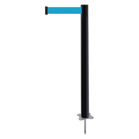 Barrier Post with Belt, Black, 7 1/2 ft Length, 43 in Post Height, No Legend, Unfinished MPN:884-33-STD-L3X-C