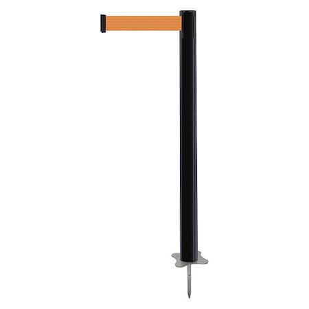 Barrier Post with Belt, Black, 7 1/2 ft Length, 43 in Post Height, No Legend, Unfinished MPN:884-33-STD-O5X-C