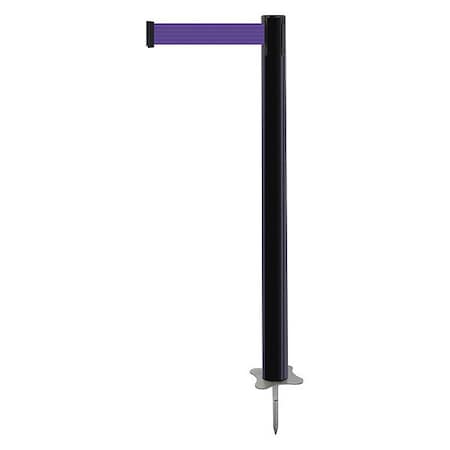 Barrier Post with Belt, Black, 7 1/2 ft Length, 43 in Post Height, No Legend, Unfinished MPN:884-33-STD-P5X-C