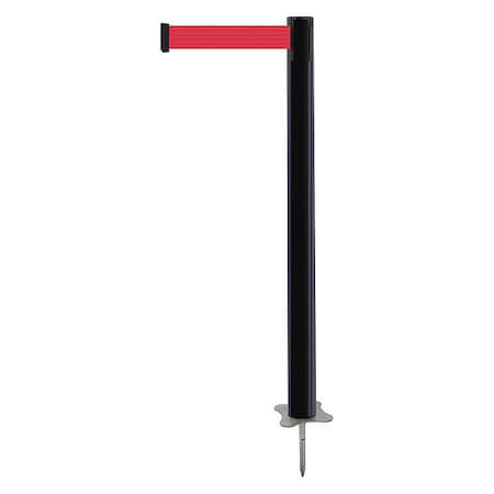 Barrier Post with Belt, Black, 7 1/2 ft Length, 43 in Post Height, No Legend, Unfinished MPN:884-33-STD-R5X-C