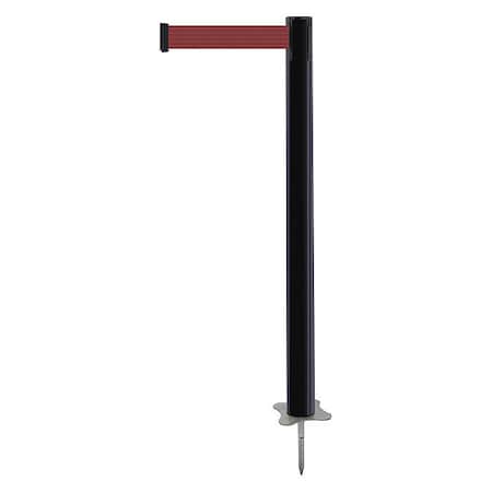 Barrier Post with Belt, Black, 7 1/2 ft Length, 43 in Post Height, No Legend, Unfinished MPN:884-33-STD-R7X-C