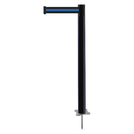 Barrier Post with Belt, Black, 7 1/2 ft Length, 43 in Post Height, No Legend, Unfinished MPN:884-33-STD-S1X-C