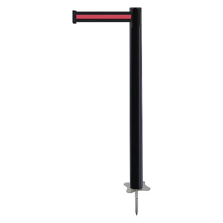 Barrier Post with Belt, Black, 7 1/2 ft Length, 43 in Post Height, No Legend, Unfinished MPN:884-33-STD-S2X-C