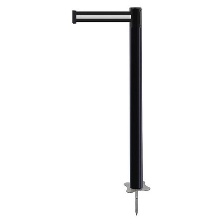 Barrier Post with Belt, Black, 7 1/2 ft Length, 43 in Post Height, No Legend, Unfinished MPN:884-33-STD-S7X-C