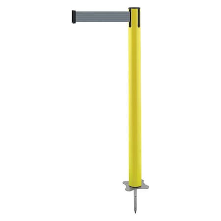 Barrier Post with Belt, Yellow, 13 ft Length, 43 in Post Height, No Legend, Unfinished MPN:884-35-MAX-B5X-C