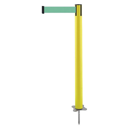 Barrier Post with Belt, Yellow, 13 ft Length, 43 in Post Height, No Legend, Unfinished MPN:884-35-MAX-G2X-C