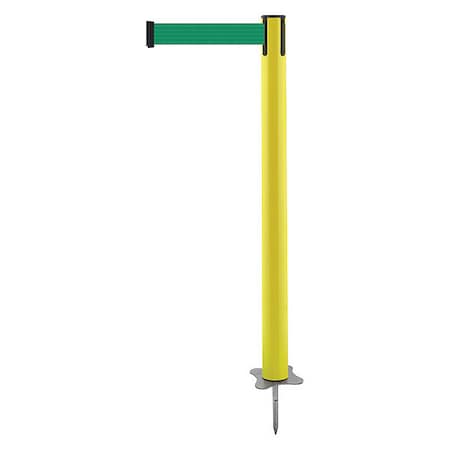 Barrier Post with Belt, Yellow, 13 ft Length, 43 in Post Height, No Legend, Unfinished MPN:884-35-MAX-G6X-C