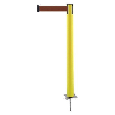 Barrier Post with Belt, Yellow, 13 ft Length, 43 in Post Height, No Legend, Unfinished MPN:884-35-MAX-N7X-C