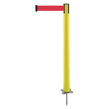 Barrier Post with Belt, Yellow, 13 ft Length, 43 in Post Height, No Legend, Unfinished MPN:884-35-MAX-R5X-C
