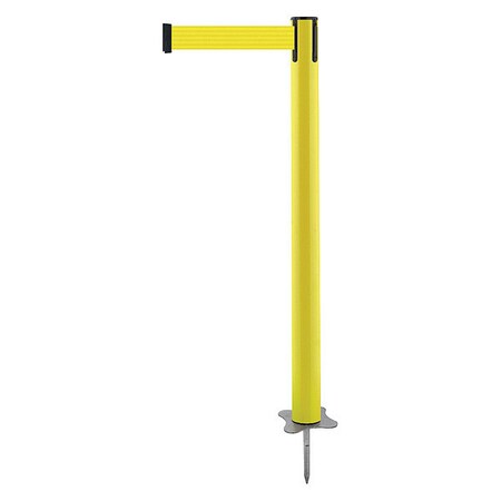 Barrier Post with Belt, Yellow, 13 ft Length, 43 in Post Height, No Legend, Unfinished MPN:884-35-MAX-Y5X-C