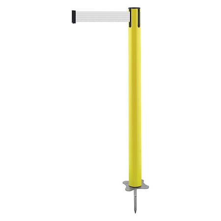 Barrier Post with Belt, Yellow, 7 1/2 ft Length, 43 in Post Height, No Legend, Unfinished MPN:884-35-STD-B1X-C
