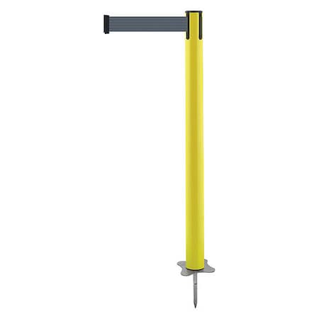 Barrier Post with Belt, Yellow, 7 1/2 ft Length, 43 in Post Height, No Legend, Unfinished MPN:884-35-STD-B7X-C