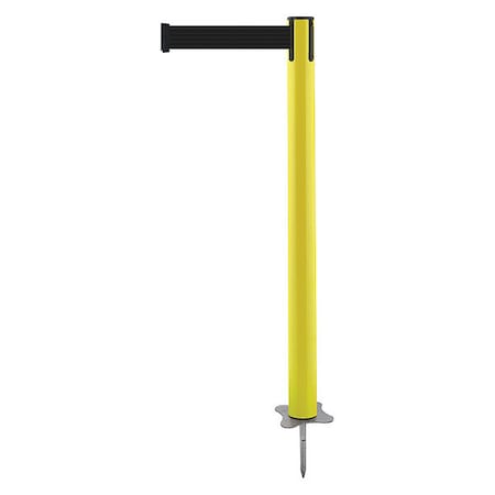 Barrier Post with Belt, Yellow, 7 1/2 ft Length, 43 in Post Height, No Legend, Unfinished MPN:884-35-STD-B9X-C