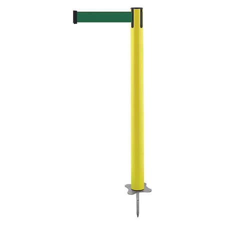 Barrier Post with Belt, Yellow, 7 1/2 ft Length, 43 in Post Height, No Legend, Unfinished MPN:884-35-STD-G7X-C