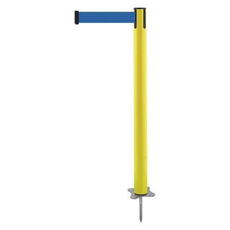 Barrier Post with Belt, Yellow, 7 1/2 ft Length, 43 in Post Height, No Legend, Unfinished MPN:884-35-STD-L5X-C