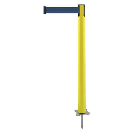 Barrier Post with Belt, Yellow, 7 1/2 ft Length, 43 in Post Height, No Legend, Unfinished MPN:884-35-STD-L7X-C