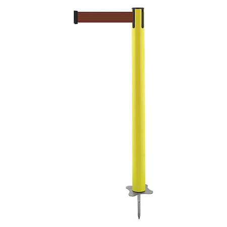 Barrier Post with Belt, Yellow, 7 1/2 ft Length, 43 in Post Height, No Legend, Unfinished MPN:884-35-STD-N7X-C