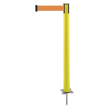 Barrier Post with Belt, Yellow, 7 1/2 ft Length, 43 in Post Height, No Legend, Unfinished MPN:884-35-STD-O5X-C