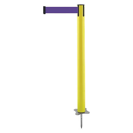 Barrier Post with Belt, Yellow, 7 1/2 ft Length, 43 in Post Height, No Legend, Unfinished MPN:884-35-STD-P5X-C