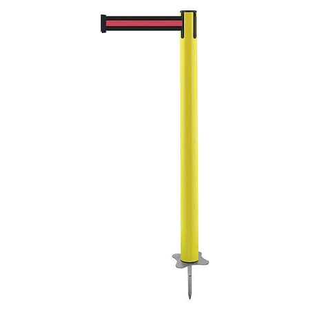 Barrier Post with Belt, Yellow, 7 1/2 ft Length, 43 in Post Height, No Legend, Unfinished MPN:884-35-STD-S2X-C