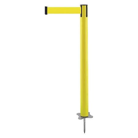 Barrier Post with Belt, Yellow, 7 1/2 ft Length, 43 in Post Height, No Legend, Unfinished MPN:884-35-STD-Y5X-C