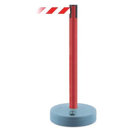 Barrier Post with Belt, Red, 7 1/2 ft Length, 38 in Post Height, No Legend, UPVC MPN:885-21-STD-NO-D3X-C