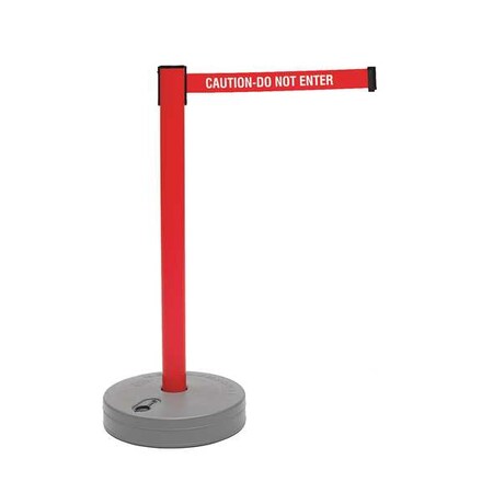 Barrier Post with Belt, Red, 7 1/2 ft Length, 38 in Post Height, Caution Do Not Enter MPN:885-21-STD-NO-RGX-C