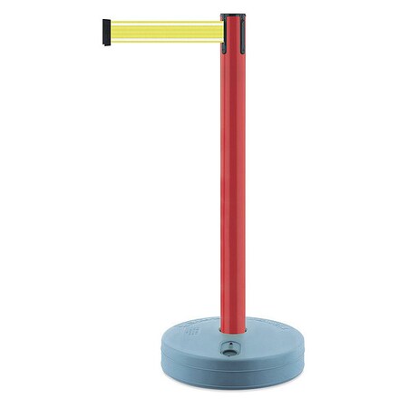 Barrier Post with Belt, Red, 7 1/2 ft Length, 38 in Post Height, No Legend, Unfinished MPN:885-21-STD-Y5-NV-C