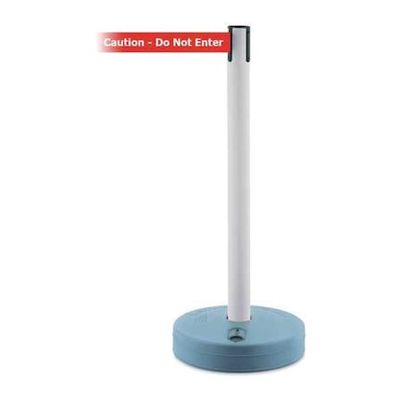 Barrier Post with Belt, White, 7 1/2 ft Length, 38 in Post Height, Caution Do Not Enter MPN:885-32-STD-NO-RGX-C